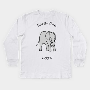 Earth Day 2021 Young Elephant Kids Long Sleeve T-Shirt